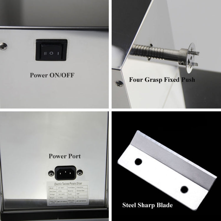 Stainless Steel Electric Tornado Potato Tower Crane, EU Plug