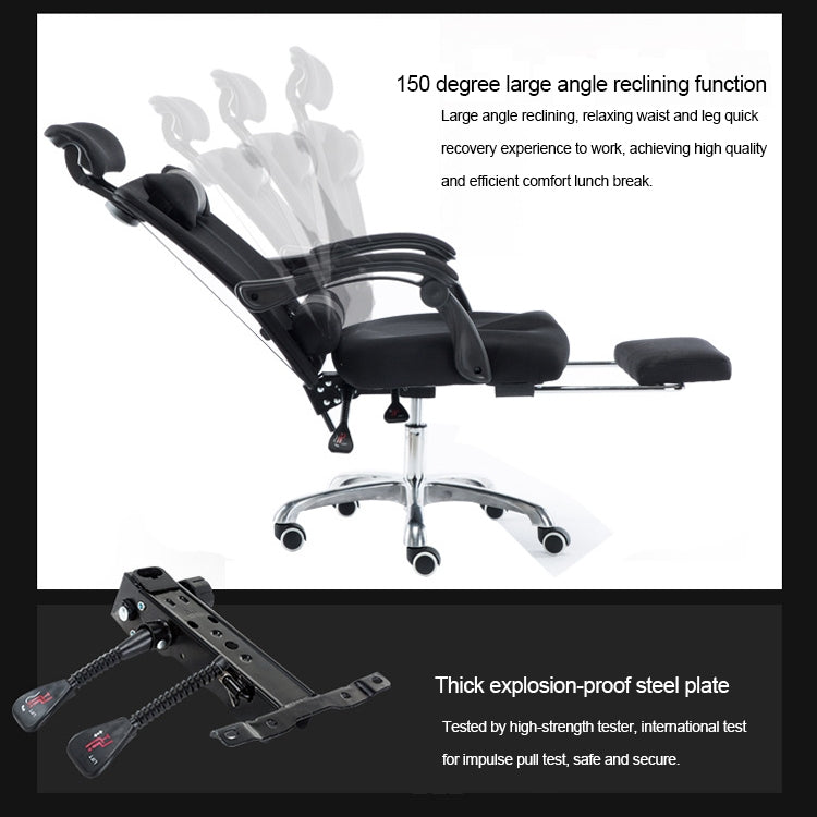 RC-10-1 Computer Chair Office Chair Home Esports Net Cloth Lifted Rotated Footrest Reclining Chair with Aluminum Alloy Feet
