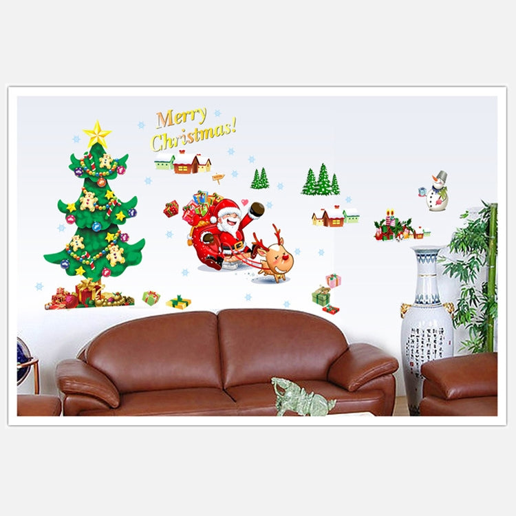 Christmas Tree Sleigh Santa Claus Window Glass Door Removable Christmas Wall Sticker Decoration