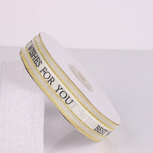 English Letter Colored Printed Ribbons Phnom Penh Gift Bouquet Ribbons Bowknot Flowers Packaging Ribands , Size: 45m x 2.5cm, Phnom Penh