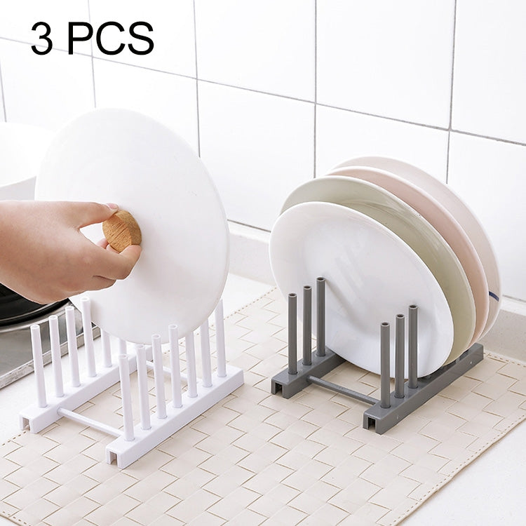 3 PCS Multi-function Kitchen Removable Plastic House Dish Rack Shelves, Random Color Delivery