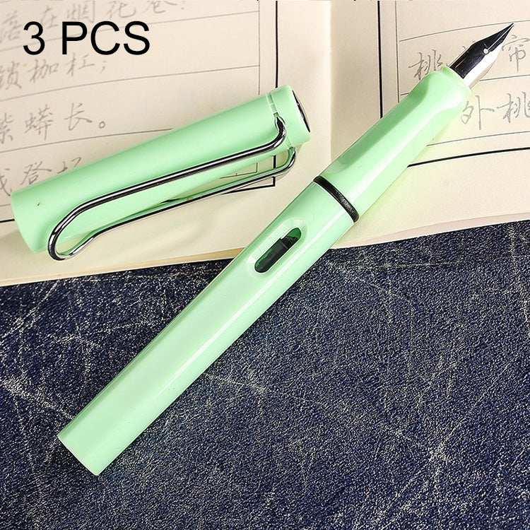 3 PCS School Office Extra Fine Titanium Alloy Nib Transparent Piston Fountain Pen(Black), Random Delivery(0.5mm/0.38mm Nib)