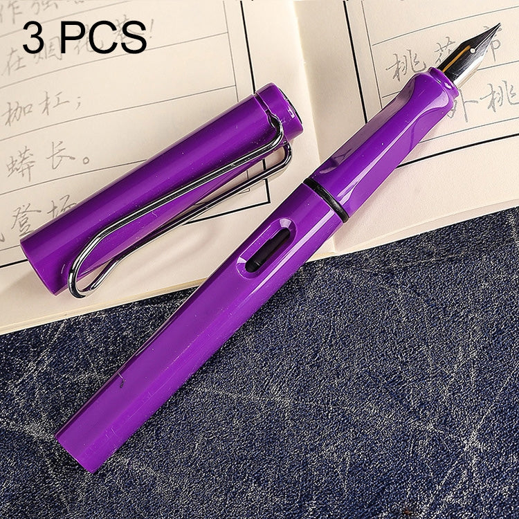 3 PCS School Office Extra Fine Titanium Alloy Nib Transparent Piston Fountain Pen(Black), Random Delivery(0.5mm/0.38mm Nib)