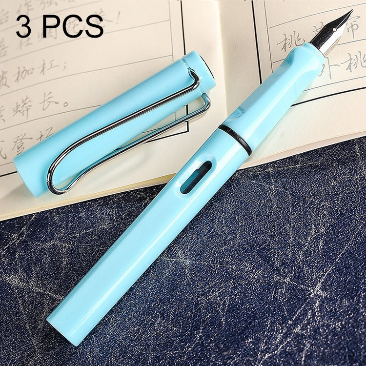 3 PCS School Office Extra Fine Titanium Alloy Nib Transparent Piston Fountain Pen(Black), Random Delivery(0.5mm/0.38mm Nib)