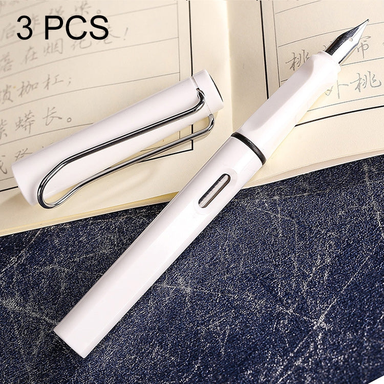 3 PCS School Office Extra Fine Titanium Alloy Nib Transparent Piston Fountain Pen(Black), Random Delivery(0.5mm/0.38mm Nib)