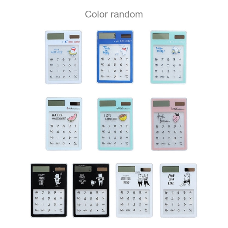 8 Digits LED Screen Calculator with Transparent Touch Pad & Solar Panel, Random Color Delivery
