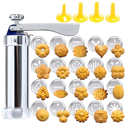 Multifunctional  Household Cookie Biscuit Machine Tool Mold Decorating Mounted DIY Baking with 20 Moulds & 4 Nozzles