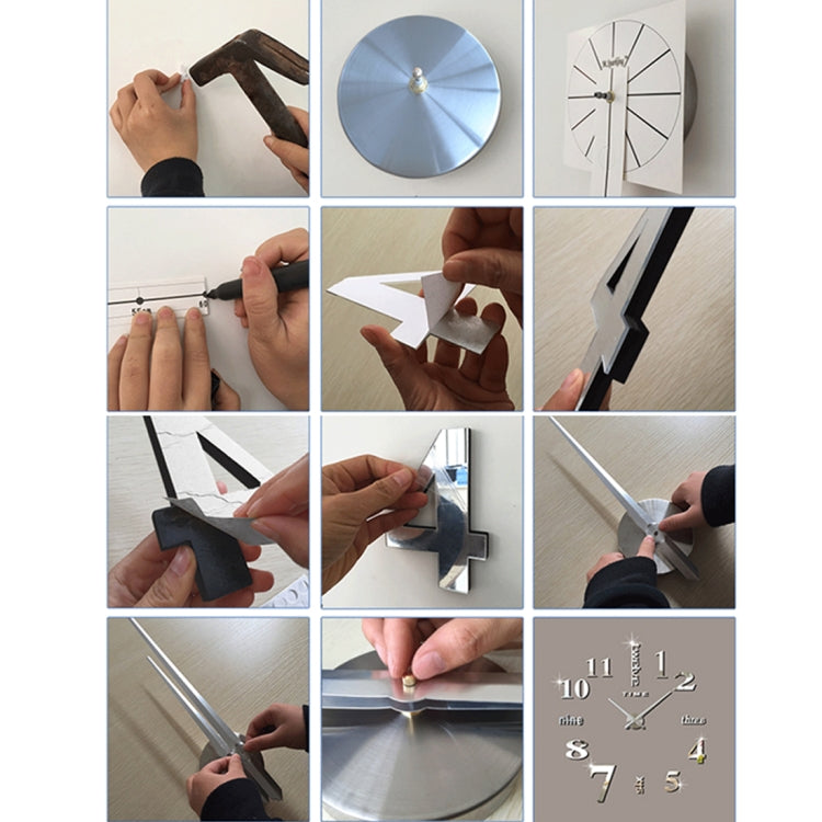 Bedroom Home Decoration Mirrored Number Frameless Large 3D DIY Wall Sticker Mute Clock, Size: 100*100cm