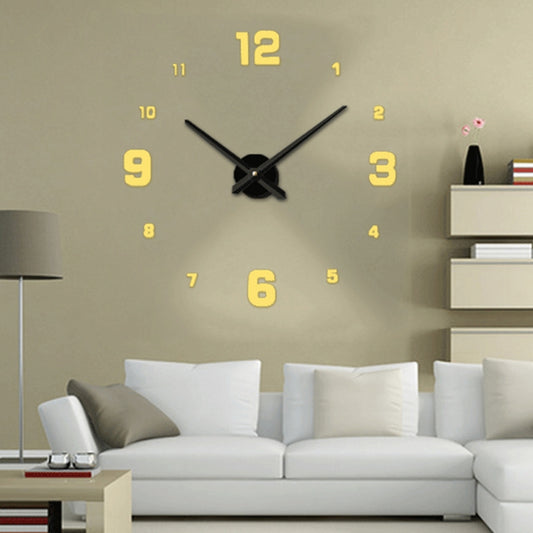 Bedroom Home Decoration Mirrored Number Frameless Large 3D DIY Wall Sticker Mute Clock, Size: 100*100cm, 3M005 (Gold), 3M005 (Silver), 3M005 (Black)