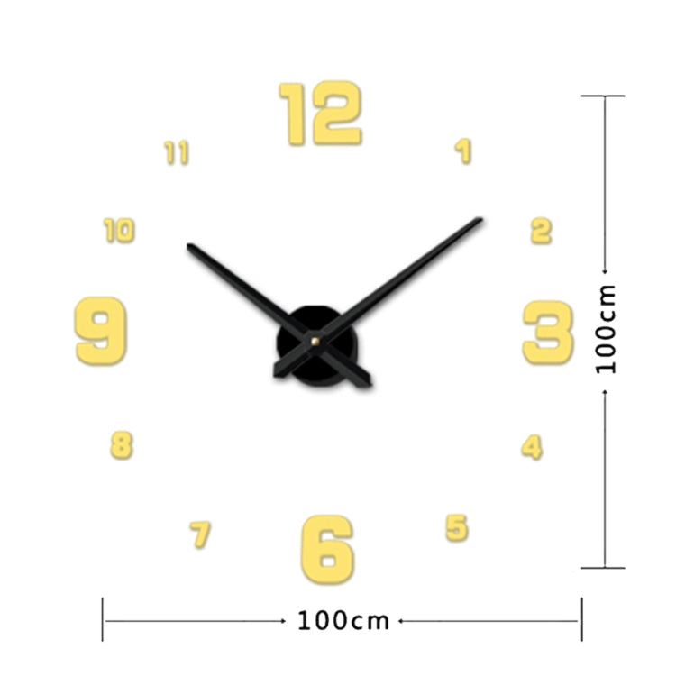 Bedroom Home Decoration Mirrored Number Frameless Large 3D DIY Wall Sticker Mute Clock, Size: 100*100cm, 3M005 (Gold), 3M005 (Silver), 3M005 (Black)
