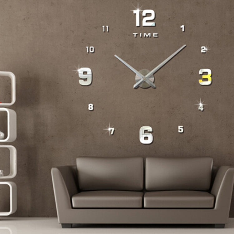 Bedroom Home Decoration Mirrored Number Frameless Large 3D DIY Wall Sticker Mute Clock, Size: 100*100cm