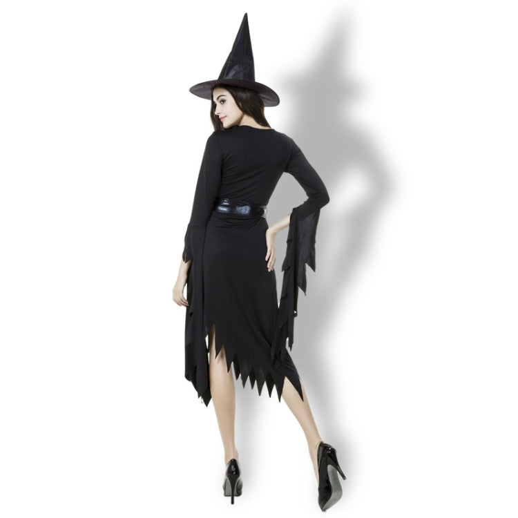 Black Irregular Long Skirt Exit Halloween Costume Cosplay Show Witchcraft Dress, M, Chest: 88cm, Waistline: 72cm, Skirt Length: 108cm