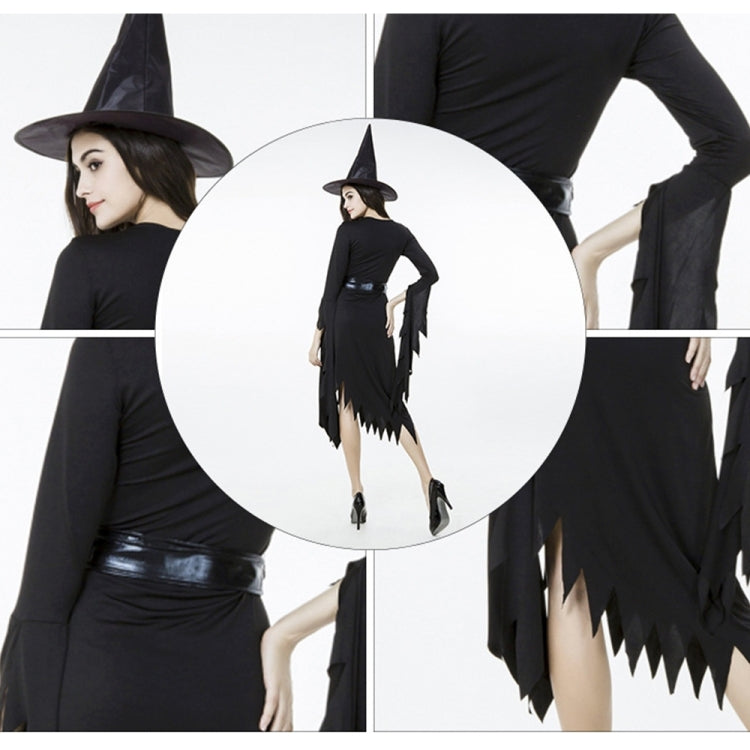 Black Irregular Long Skirt Exit Halloween Costume Cosplay Show Witchcraft Dress, M, Chest: 88cm, Waistline: 72cm, Skirt Length: 108cm