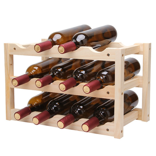 Solid Wood Folding 12-bottle Wine Display Rack Multi-layer Wine Rack, Size: 46x24x28cm