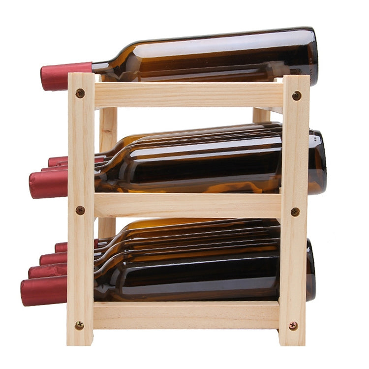 Solid Wood Folding 12-bottle Wine Display Rack Multi-layer Wine Rack, Size: 46x24x28cm