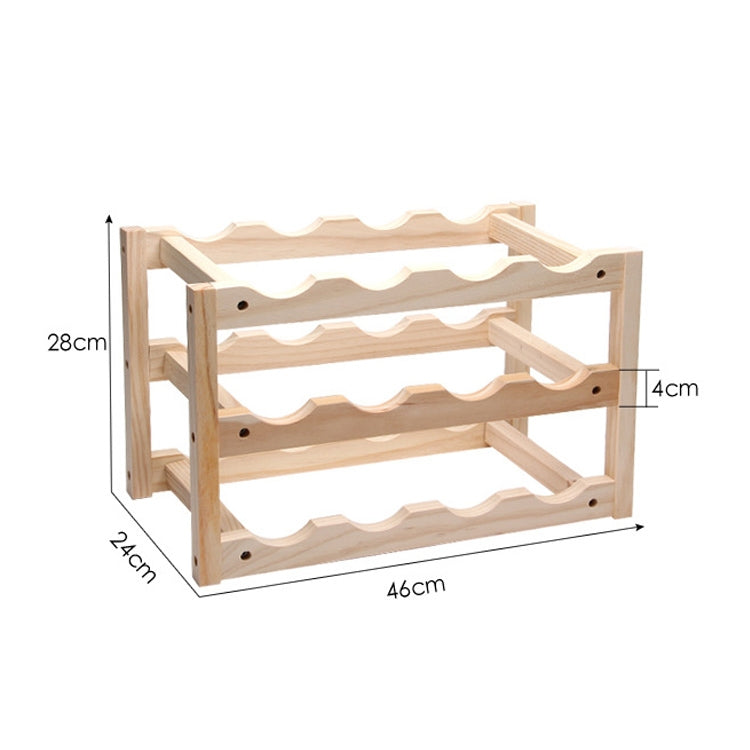 Solid Wood Folding 12-bottle Wine Display Rack Multi-layer Wine Rack, Size: 46x24x28cm