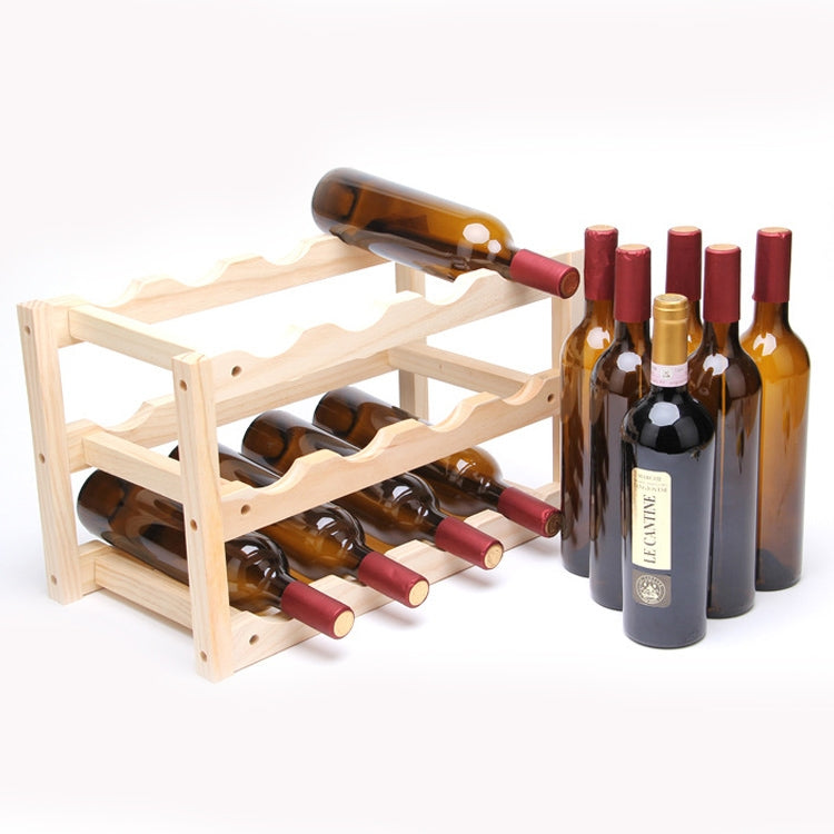 Solid Wood Folding 12-bottle Wine Display Rack Multi-layer Wine Rack, Size: 46x24x28cm