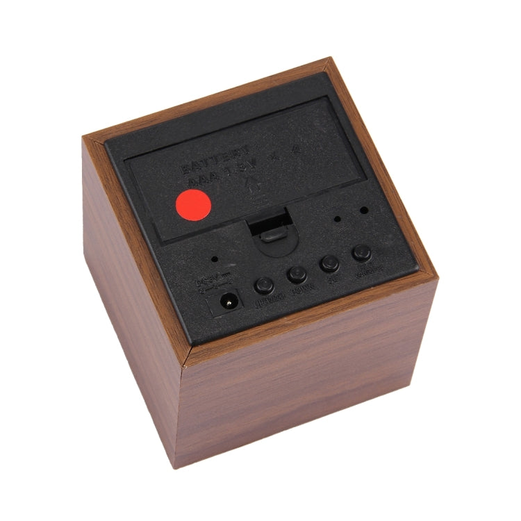 Wood Clock Desk Table LED Digital Display Alarm Clock with Time & Date & Temperature Display