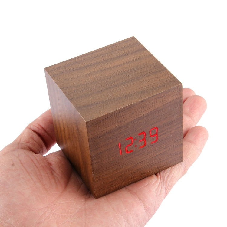 Wood Clock Desk Table LED Digital Display Alarm Clock with Time & Date & Temperature Display