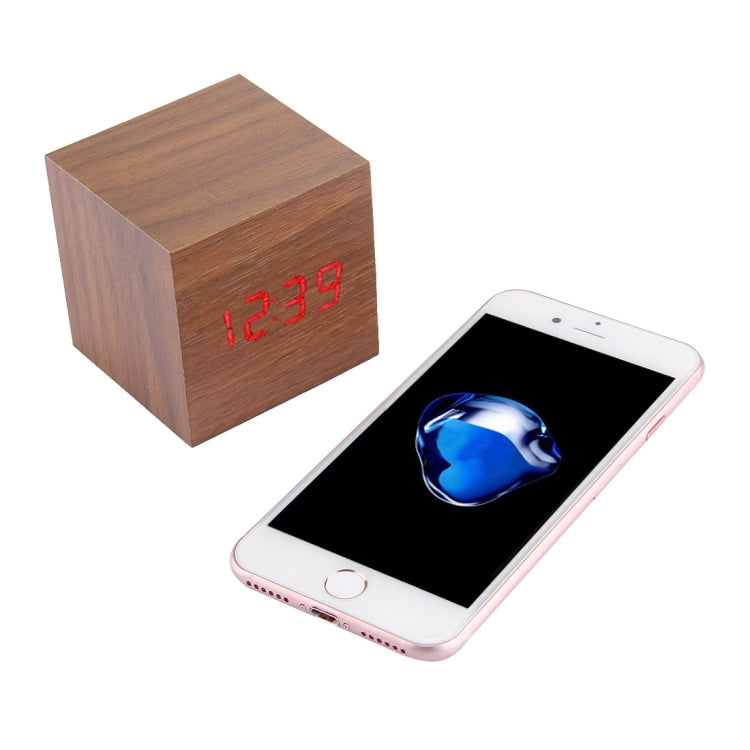 Wood Clock Desk Table LED Digital Display Alarm Clock with Time & Date & Temperature Display