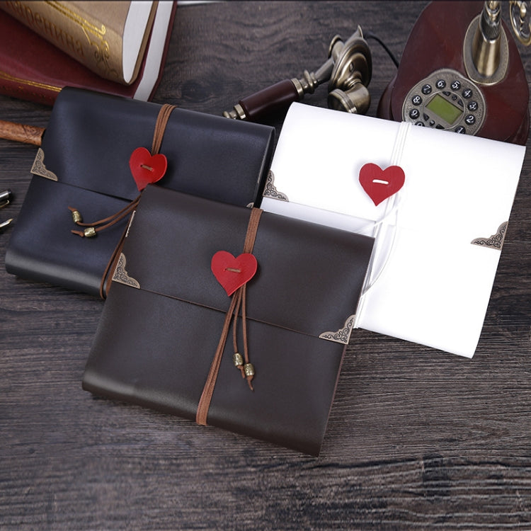 DIY Creativity Loose-leaf Imitation Leather Retro Love Heart Lock Pattern Commemorative Photo Album, Size: L