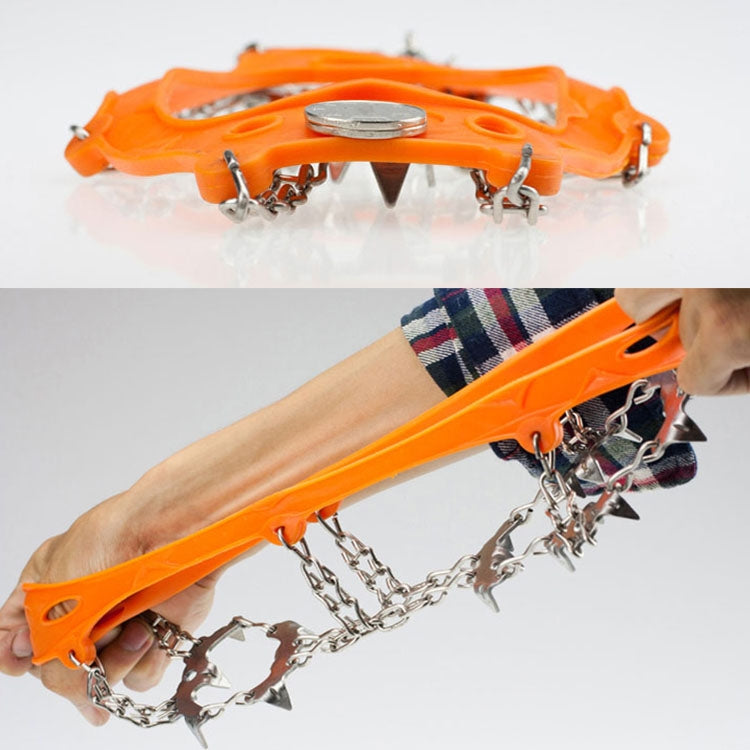 One Pair 19 Teeth Anti-Slip Ice Gripper Hiking Climbing Chain Shoes Covers, Size: M