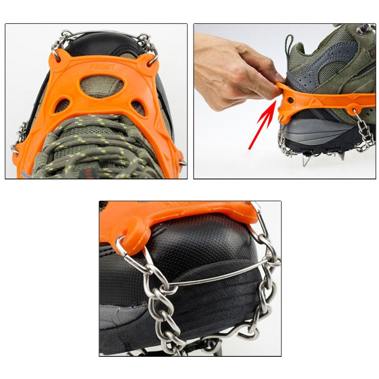 One Pair 8 Teeth Anti-Slip Ice Gripper Hiking Climbing Chain Shoes Covers