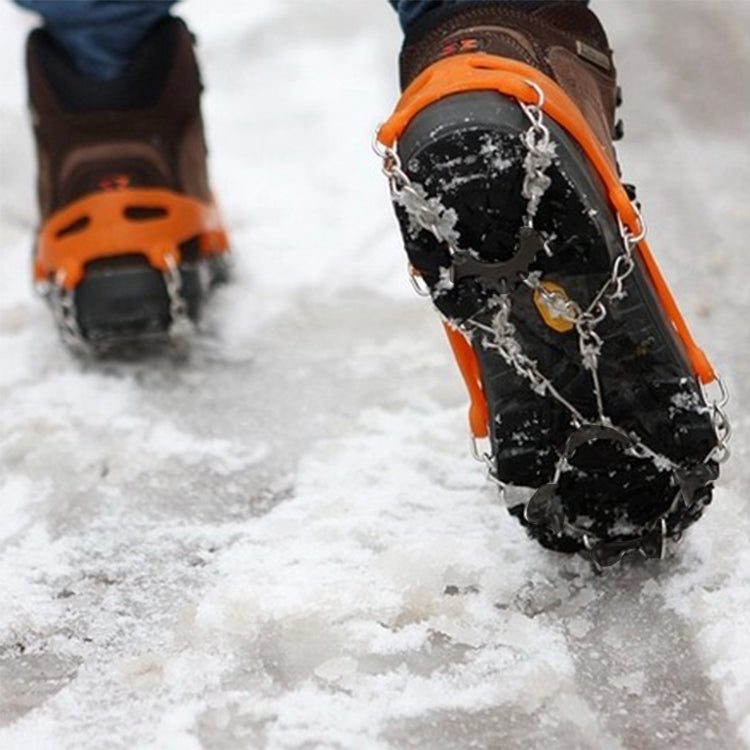 One Pair 8 Teeth Anti-Slip Ice Gripper Hiking Climbing Chain Shoes Covers