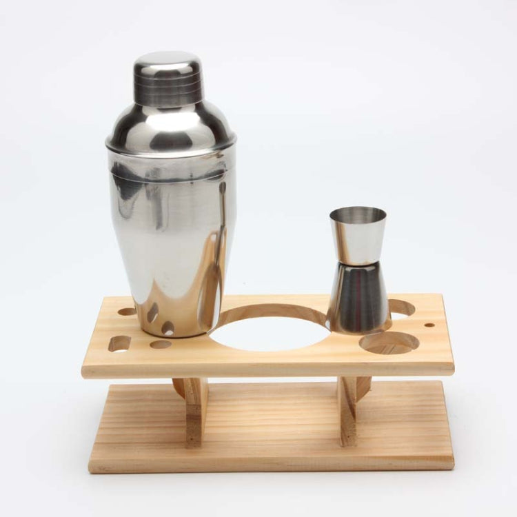 9 in 1 Stainless Steel Cocktail Shaker Tools Set with Wooden Mount, Capacity: 350ml