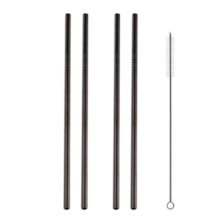5pcs Reusable Stainless Steel Straight Drinking Straw + Cleaner Brush Set Kit,  215*8mm