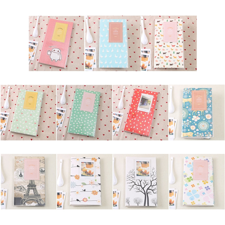 3 inch DIY Creativity Insert Type Mini Exquisite Photo Album, Four Leaf Clover Pattern, Many Trees Dry Pattern, Forest Deer Pattern, Iron Tower Pattern, Little Swallow Pattern, Baymax Pattern