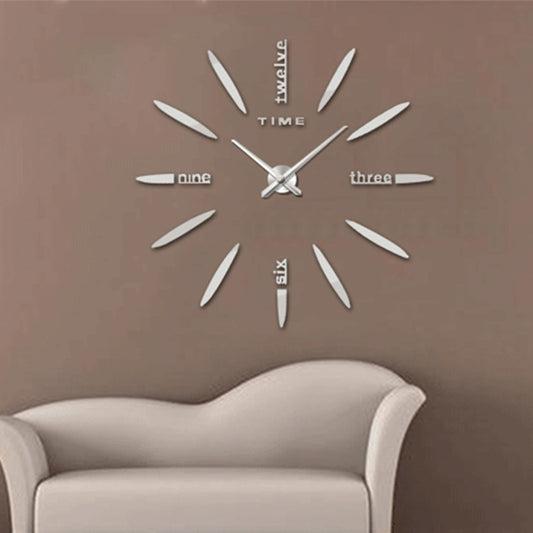 Bedroom Home Decor Large 3D Mirror DIY Wall Sticker Clock, Size: 100*100cm, 3M003 (Silver), 3M003 (Black)