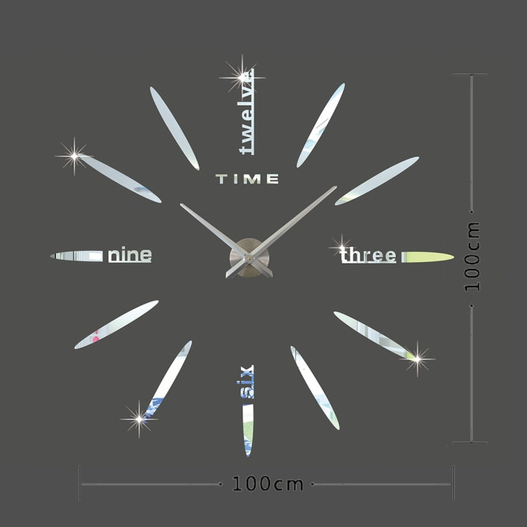 Bedroom Home Decor Large 3D Mirror DIY Wall Sticker Clock, Size: 100*100cm, 3M003 (Silver), 3M003 (Black)