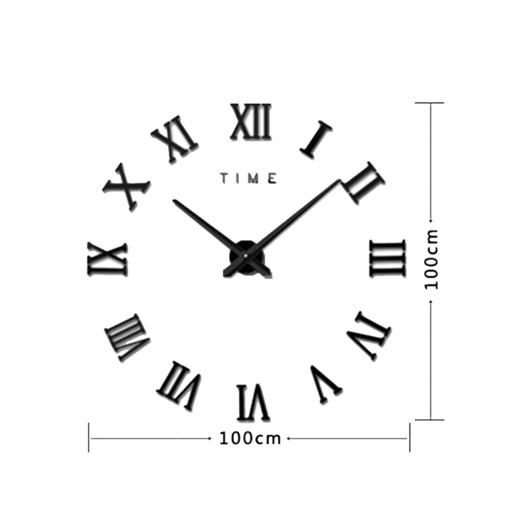 Bedroom Home Decoration Frameless Roman Numeral Large DIY Wall Sticker Mute Clock, Size: 100*100cm