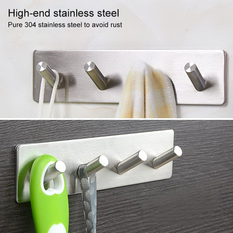 Stainless Steel Four Oblique Row Hook Bathroom Non-perforated Storage Clothes Rack