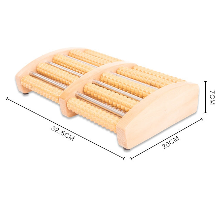 Thickened Large Non-slip Five-row Solid Wood Roller Foot Massager