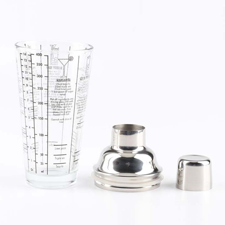 Stainless Steel Glass Cocktail Shaker Tools Milk Tea Cup with Scale, Capacity: 450ml