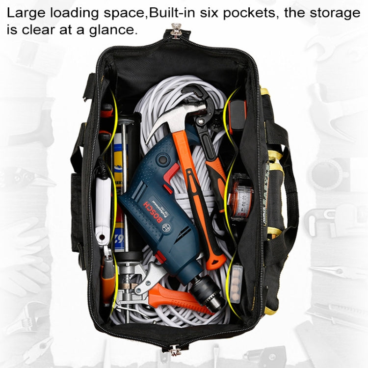 Multi-function Oxford Cloth Cloth Bottom Electrician Belt Pouch Maintenance Tools Handbag Shoulder Bag Convenient Tool Bag, Size : 13 inch
