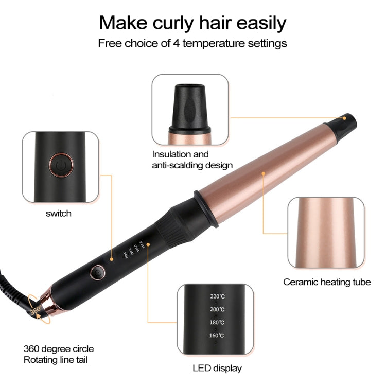 1-1.5 inch Conical Ceramic Hair Curler with Heat-resistant Gloves , UK Plug