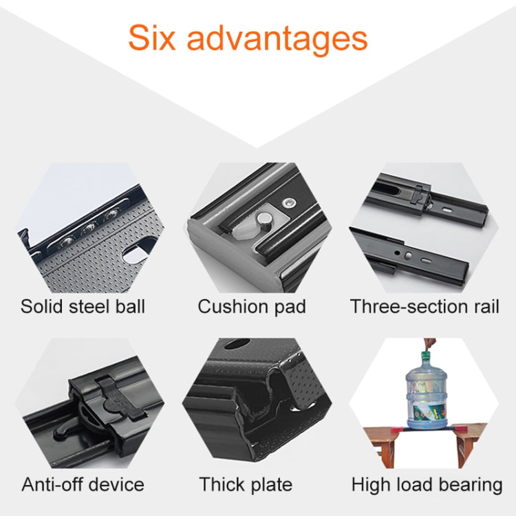16 inches 3-section Mute Stainless Steel Sliding Drawer Slides Ball Slide Rail Length: 40cm