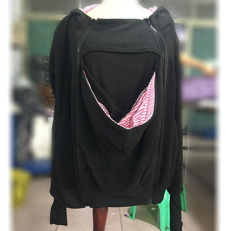 Three-in-one Multi-function Mother Kangaroo Zipper Hoodie Coat with Front Cap Size: S, Chest: 85-88cm, Waist: 65-67cm, Hip: 91-94cm