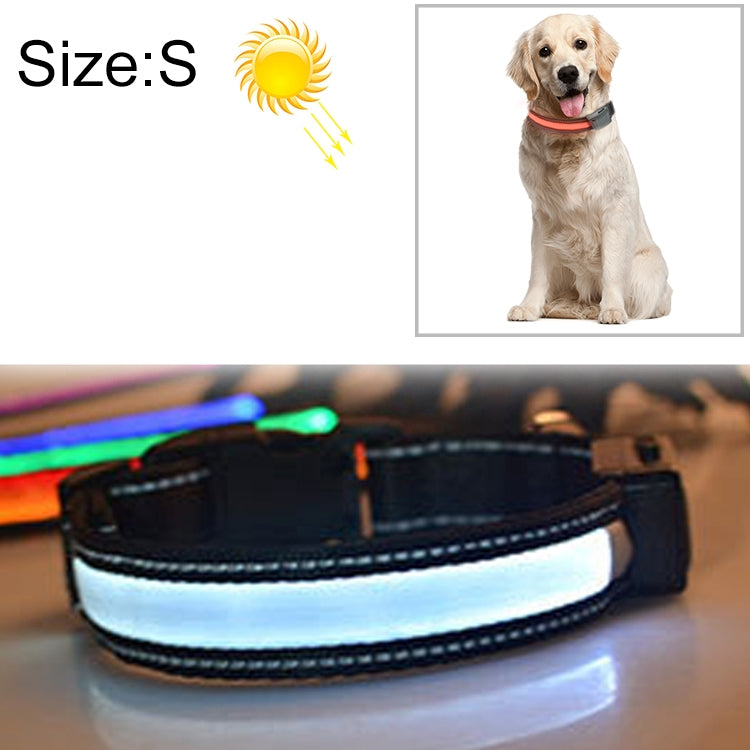Medium and Large Dog Pet Solar + USB Charging LED Light Collar, Neck Circumference Size: S, 35-40cm