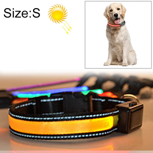 Medium and Large Dog Pet Solar + USB Charging LED Light Collar, Neck Circumference Size: S, 35-40cm