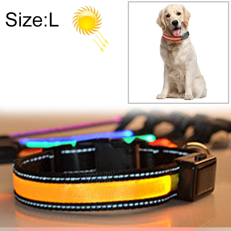 Medium and Large Dog Pet Solar + USB Charging LED Light Collar, Neck Circumference Size: L, 50-60cm