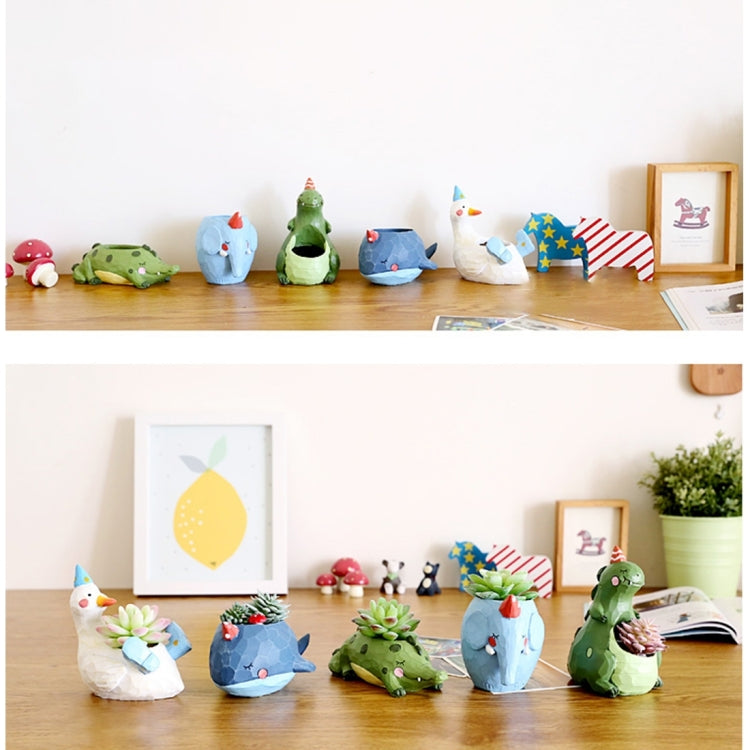 Lovely Home Garden Office Resin Cartoon Animal Crocodile Shaped Plant Flower Pot Decoration Animal Flower Pots Planter