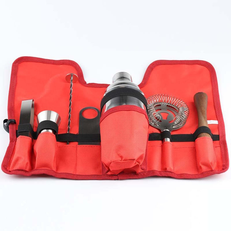 8 in 1 Stainless Steel Wine Cocktail Shaker Tools Set with Cloth Bag, Capacity: 550ml