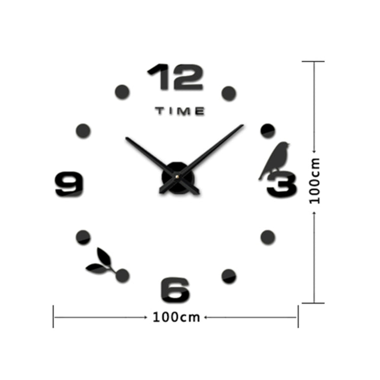 Bedroom Home Office Decoration Frameless Large Size DIY 3D Mirror Surface Wall Stickers Quiet Clock, Size: 100*100cm