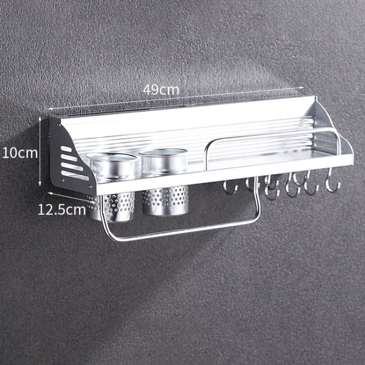 50cm 2 Cups 8 Hooks Multi-function Kitchen Punching-free Wall-mounted Plastic Edge Condiment Holder Storage Rack