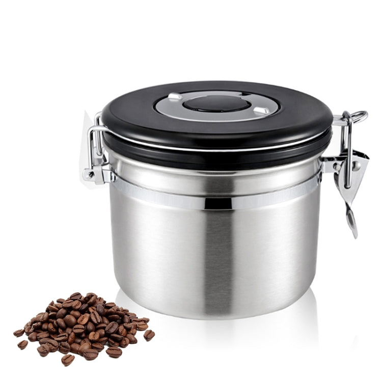 800ml Stainless Steel Sealed Food Coffee Grounds Bean Storage Container with Built-in CO2 Gas Vent Valve & Calendar