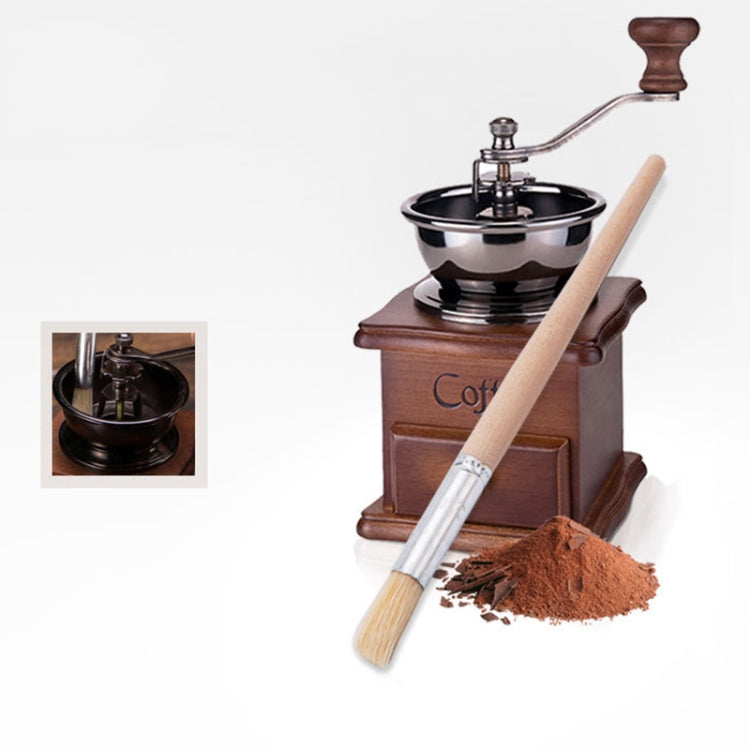 2 PCS Wood Handle Bristles Coffee Grinder Dusting Cleaning Brush, Length: 19.5cm